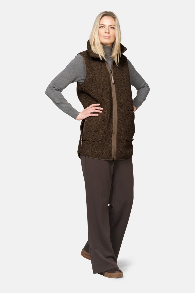 Lange teddy bodywarmer BONDEDPILE02 | Chocolate Torte | Jacket | Ilse Jacobsen