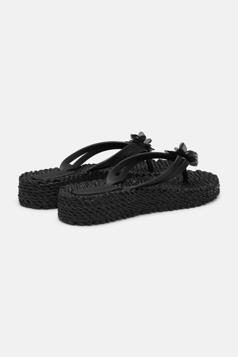 Slippers met Bloem CHEERFUL17F | Black | Shoes | Ilse Jacobsen