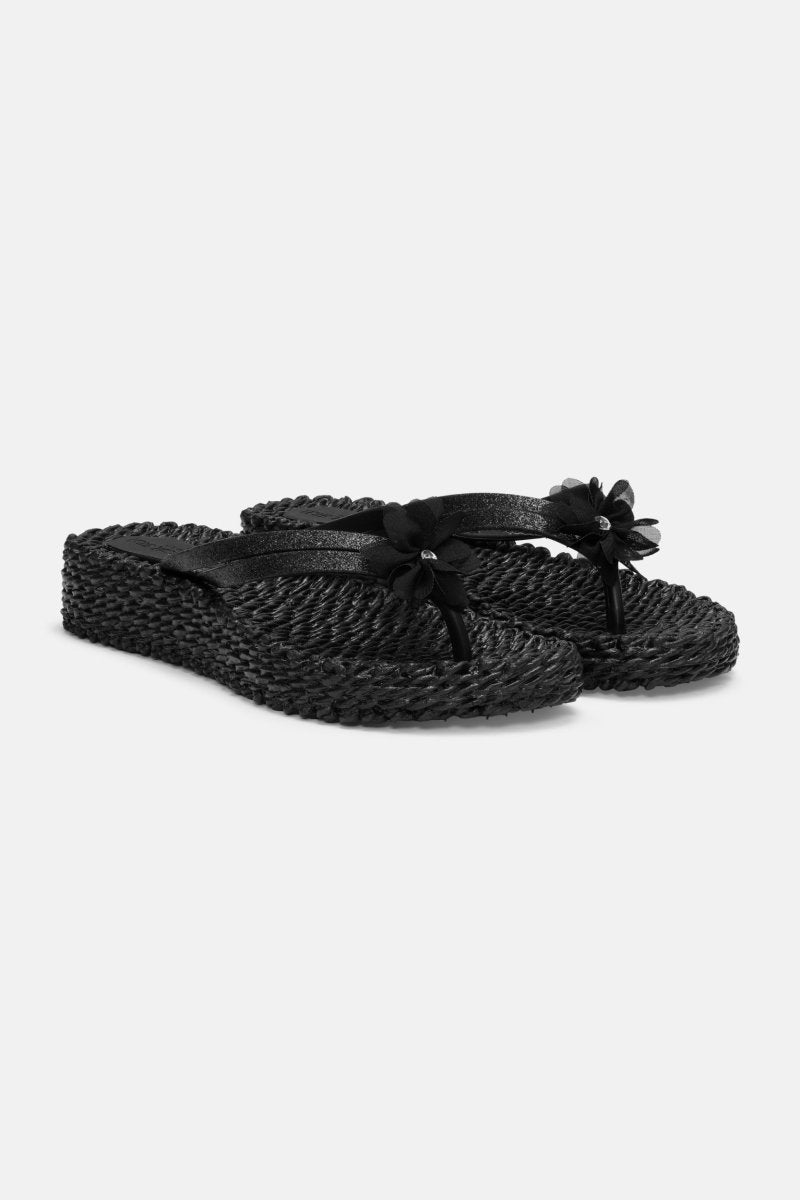 Slippers met Bloem CHEERFUL17F | Black | Shoes | Ilse Jacobsen