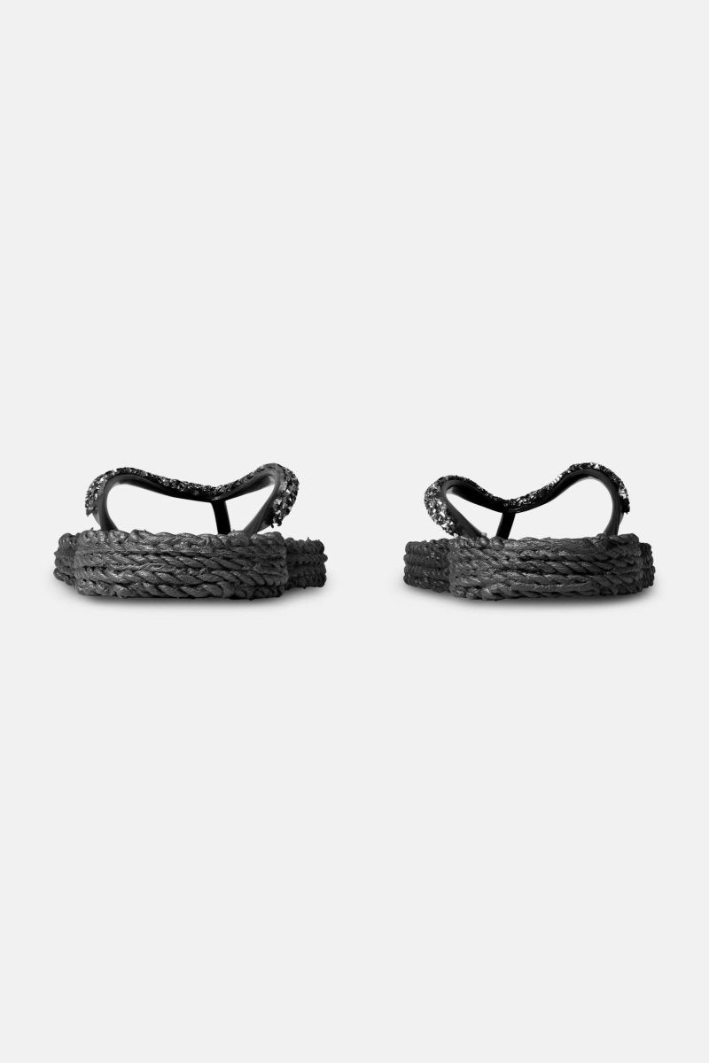 Slippers met zilveren mix strass steen CHEERFUL03G | Black | Flip Flop | Ilse Jacobsen