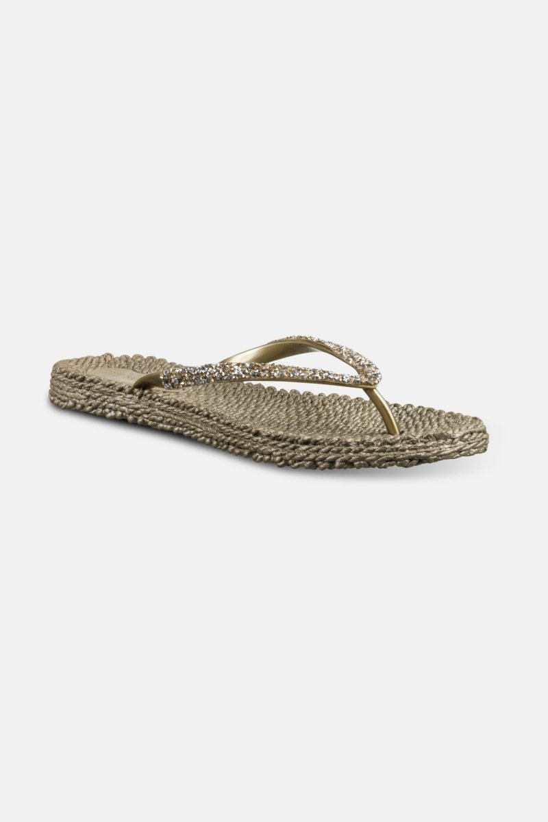 Slippers met zilveren mix strass steen CHEERFUL03G | Platin | Flip Flop | Ilse Jacobsen