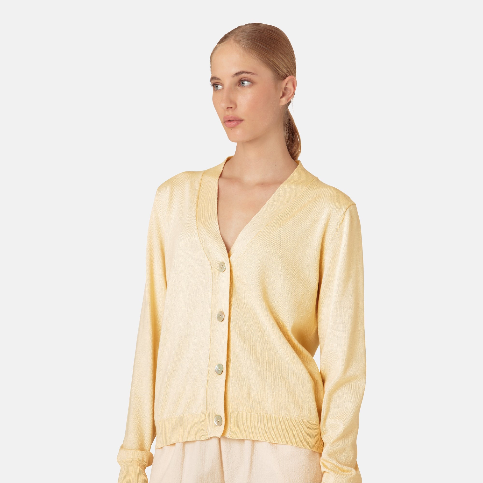 Gebreid vest GWEN4066 | Double Cream | Cardigan | Ilse Jacobsen