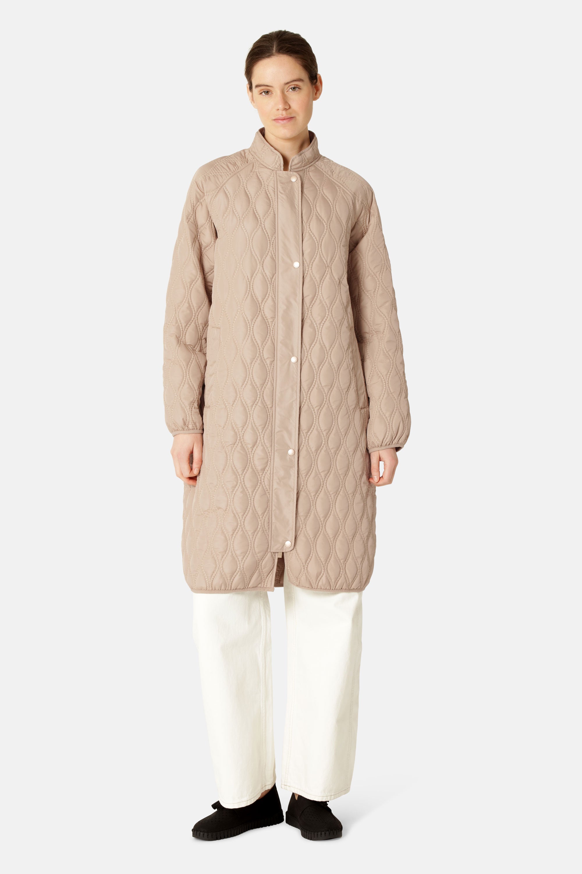 Lange Gewatteerde Jas AROS05 | Wheat | Jacket | Ilse Jacobsen