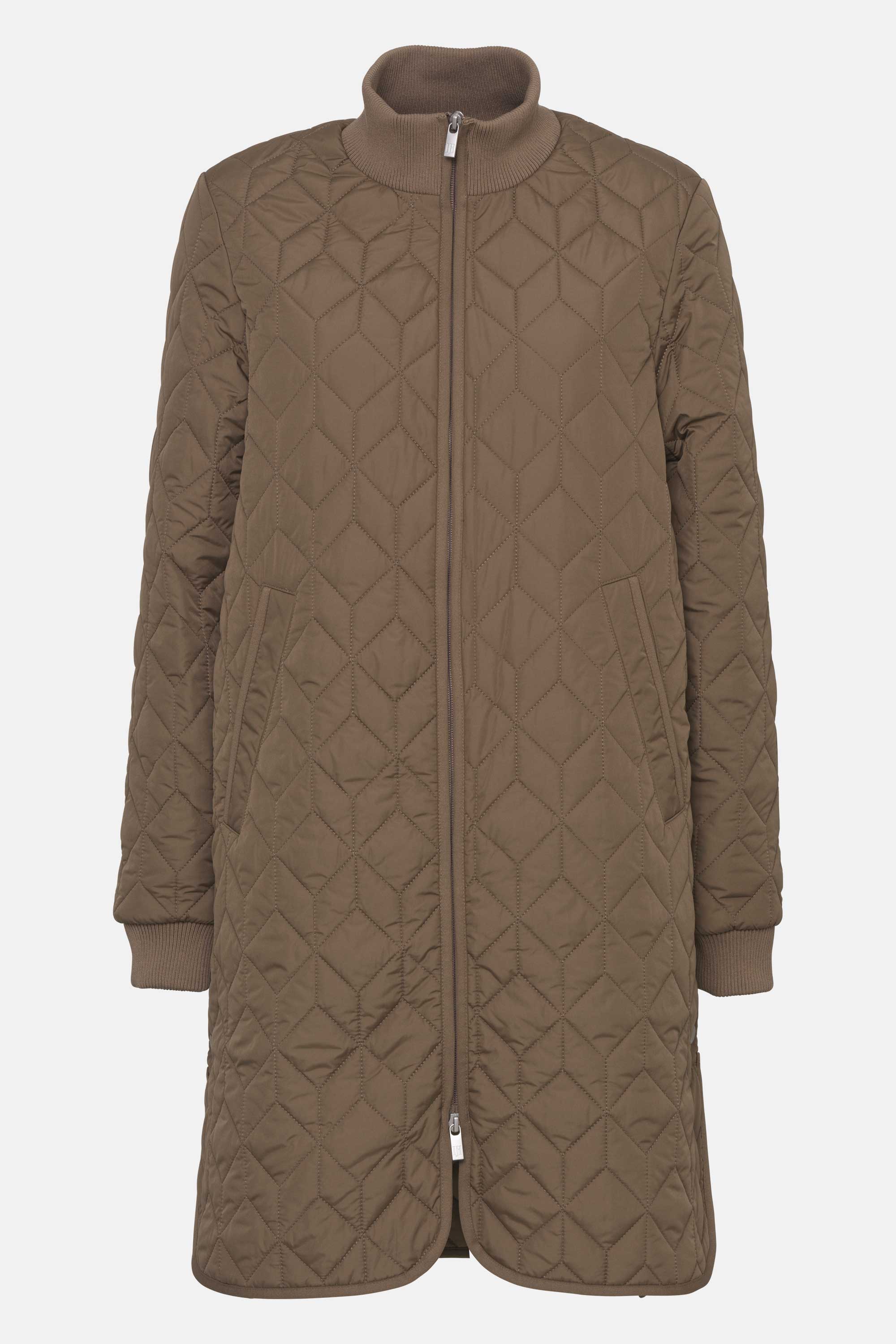 Lange gewatteerde jas ART06 | Mud | Coat | Ilse Jacobsen