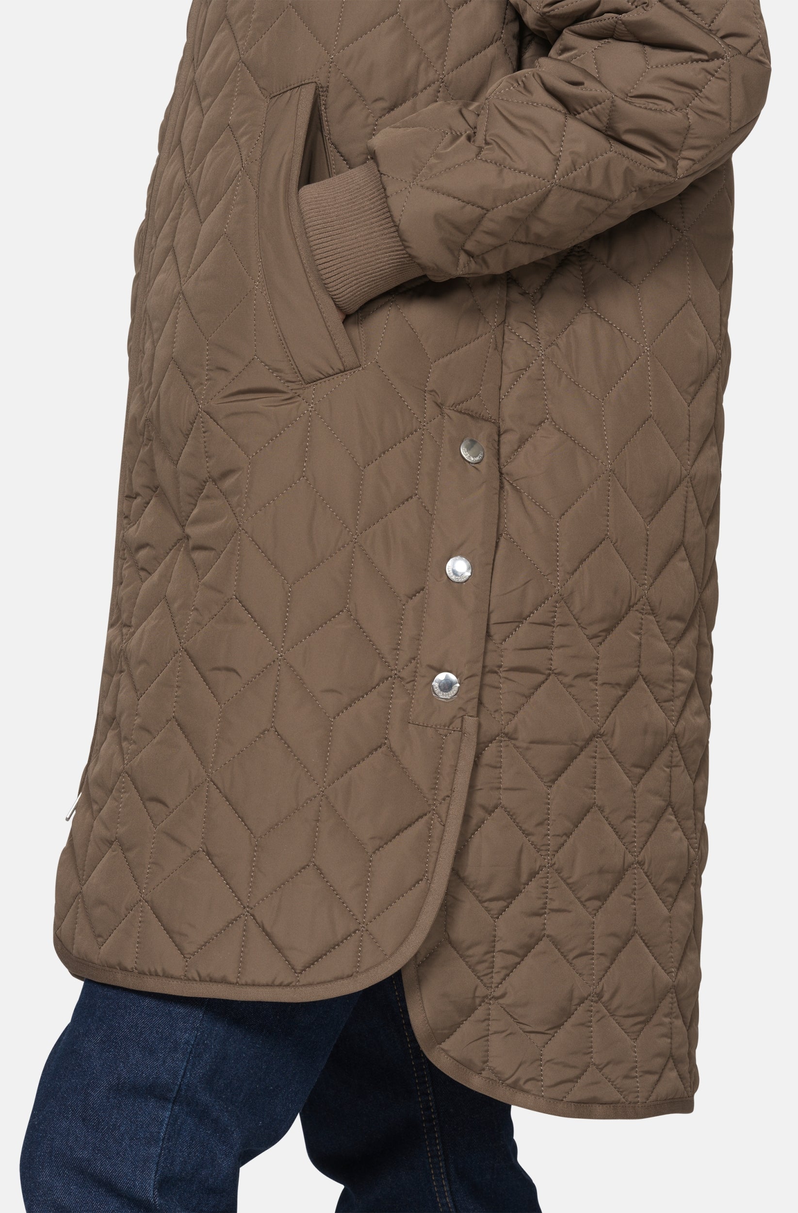 Lange gewatteerde jas ART06 | Mud | Coat | Ilse Jacobsen
