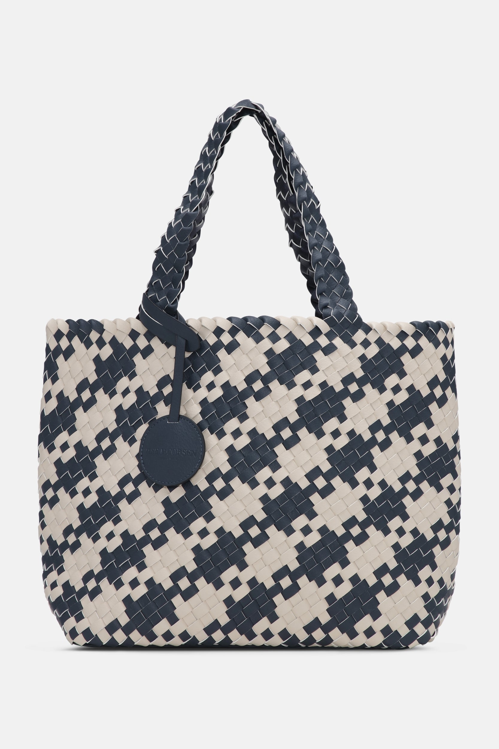 Houndstooth Gevlochten Shopper BAG08HOUNDSTOOTH - 604112 Ombre Blue Light Sand | Ombre Blue Light Sand | Bag | Ilse Jacobsen