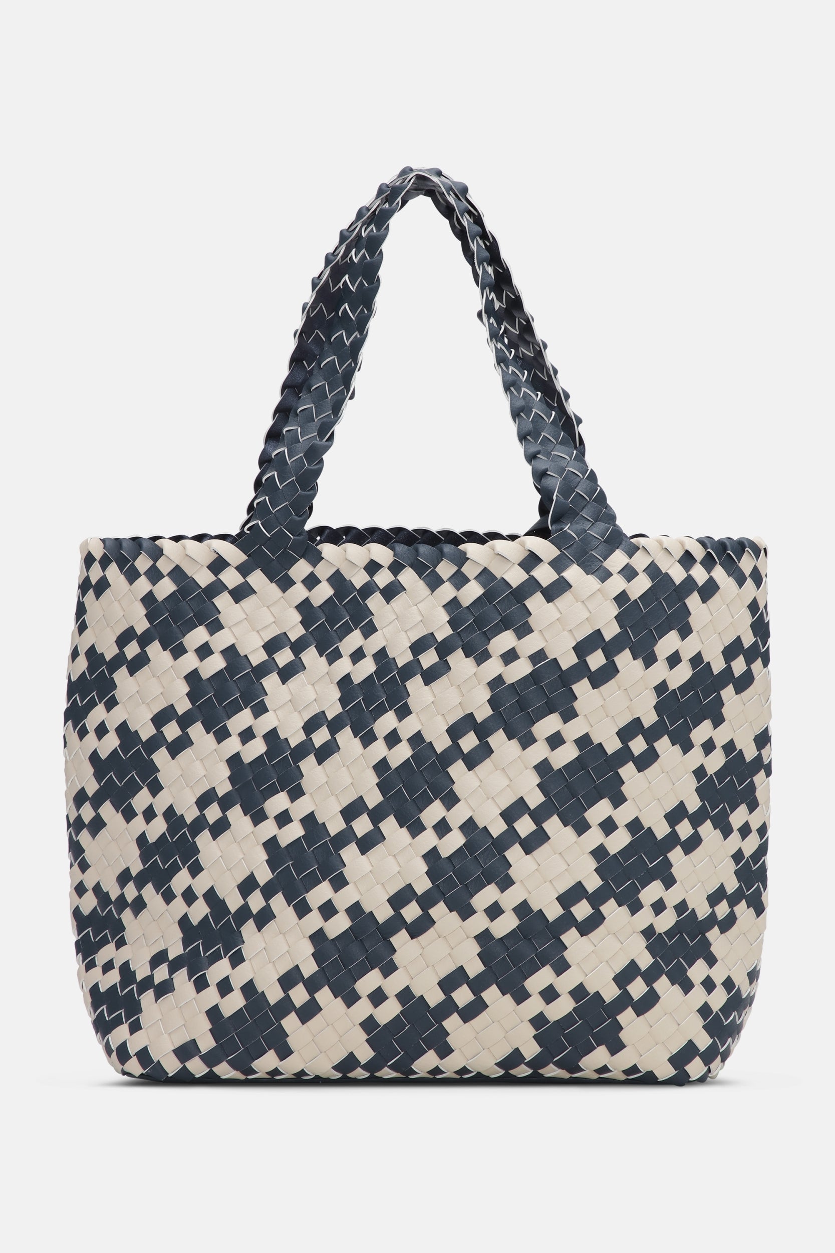 Houndstooth Gevlochten Shopper BAG08HOUNDSTOOTH - 604112 Ombre Blue Light Sand | Ombre Blue Light Sand | Bag | Ilse Jacobsen