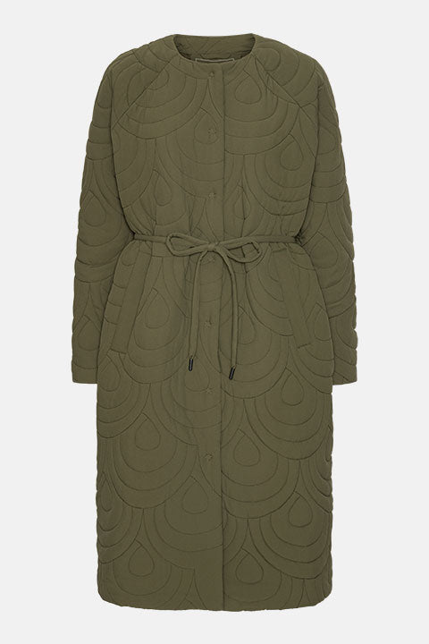 Lang Gewatteerde Jas BLOSSOM01 | Olive Night | Jacket | Ilse Jacobsen