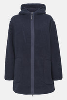 Teddy fleecejack met capuchon BONDEDPILE04 | Dark Indigo | Jacket | Ilse Jacobsen