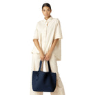 Reversible Tote bag BAG08 M | Navy Metalic Blue | Bag | Ilse Jacobsen