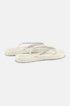 Slippers met zilveren mix strass steen CHEERFUL03G | Creme | Flip Flop | Ilse Jacobsen