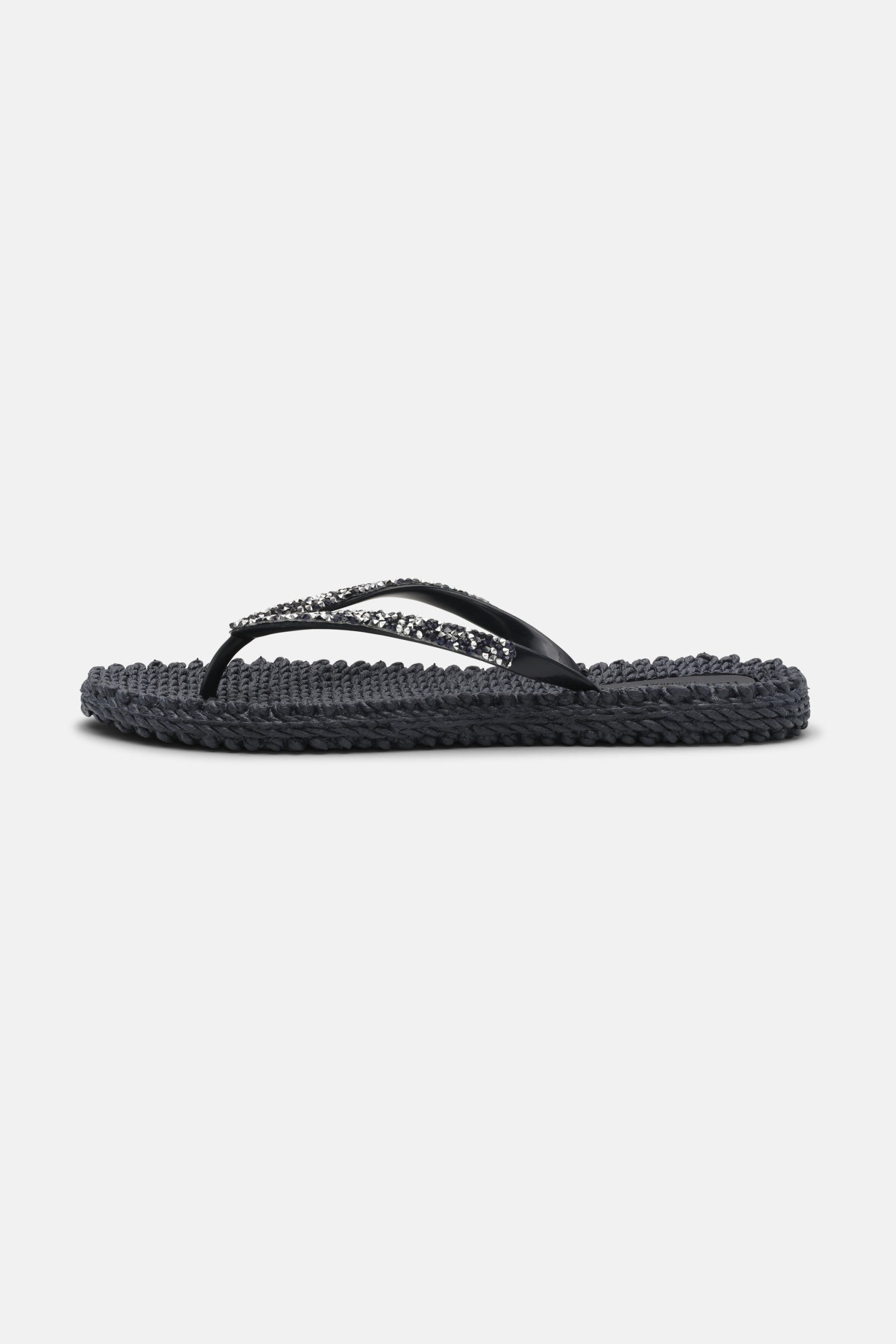 Slippers met zilveren mix strass steen CHEERFUL03G | Dark Indigo | Flip Flop | Ilse Jacobsen