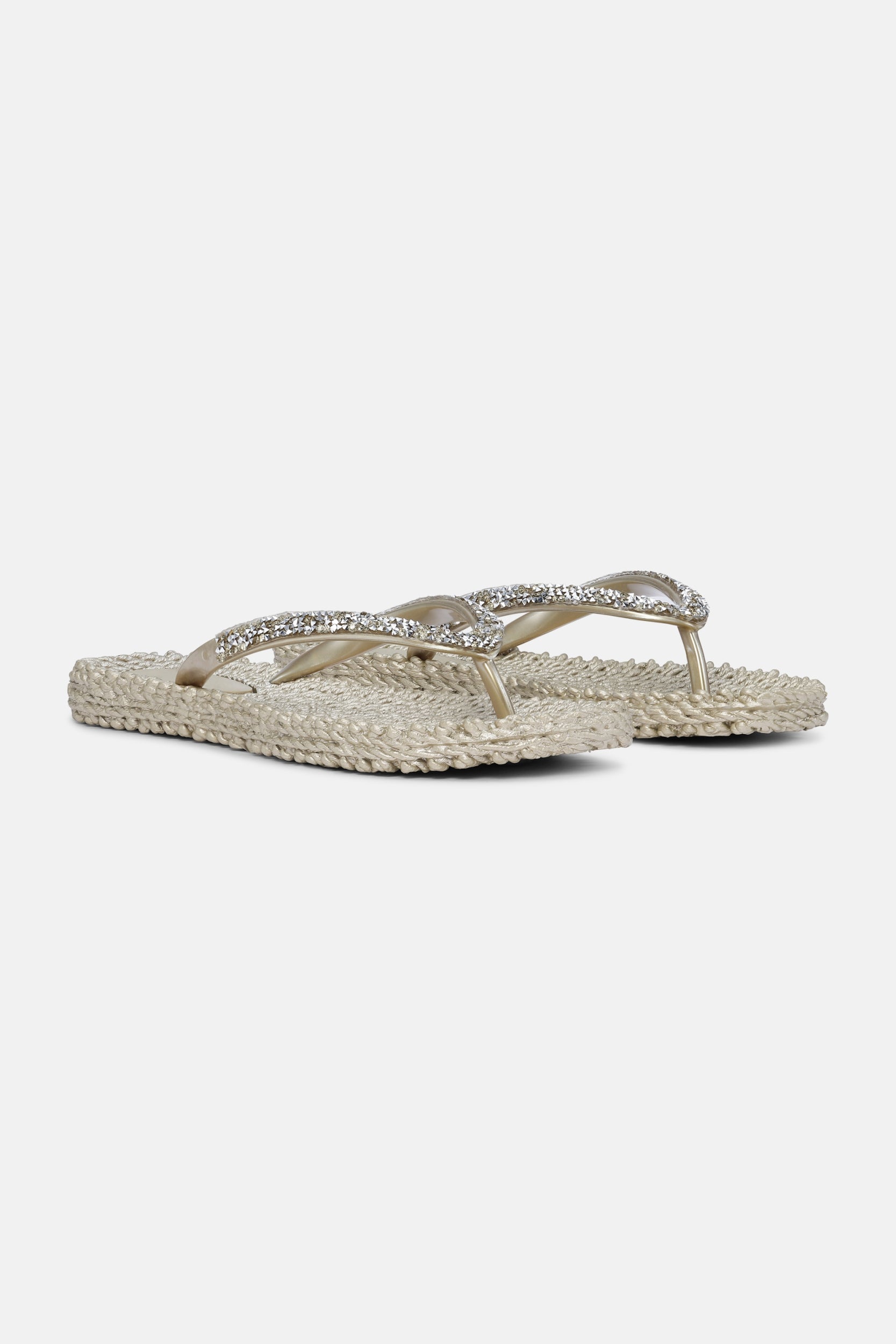 Slippers met zilveren mix strass steen CHEERFUL03G | Platin | Flip Flop | Ilse Jacobsen