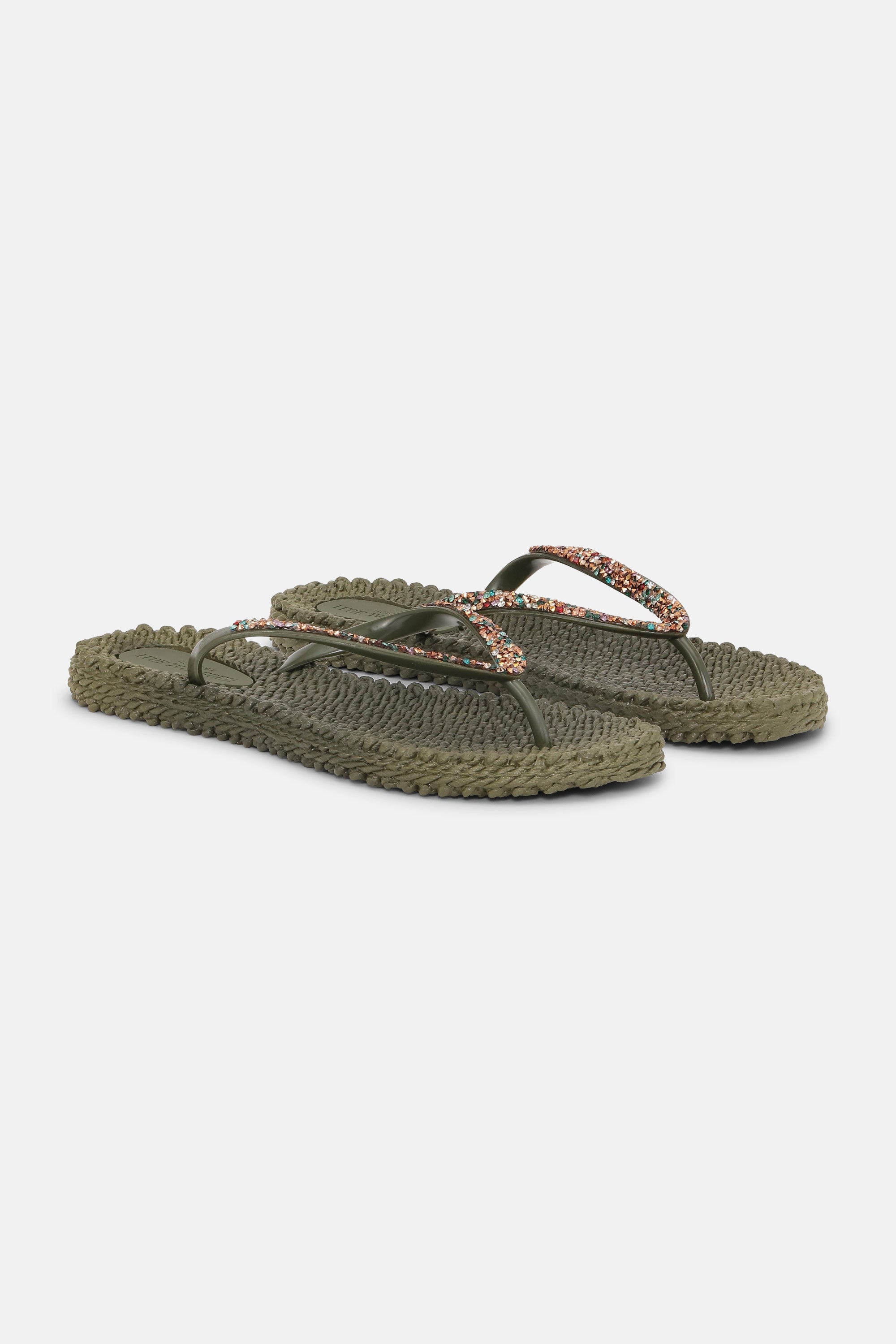 Slippers met multi kleur strass steen CHEERFUL03M | Army | Shoes | Ilse Jacobsen