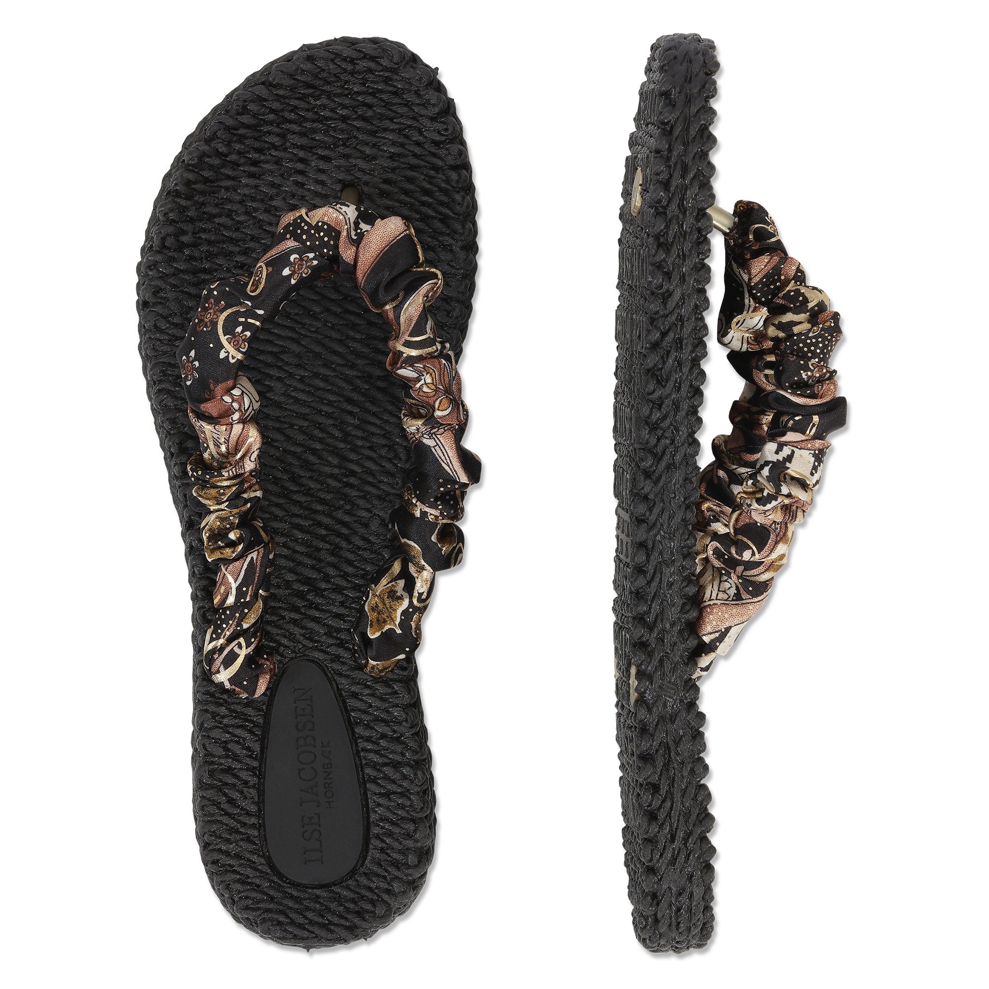 Slippers met stoffen band CHEERFUL05 - 001 Black | Black | Flip Flop | Ilse Jacobsen