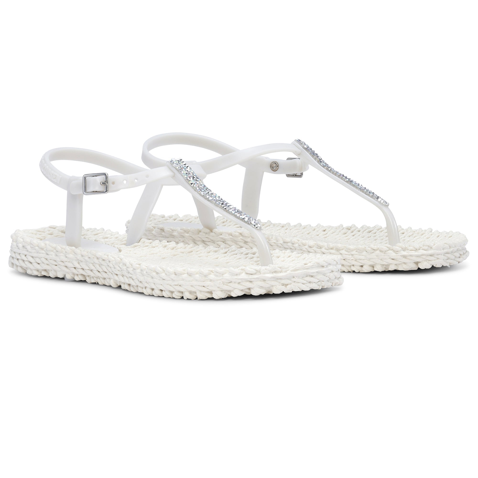 Slippers met enkelband en glitter CHEERFUL10G - 12 Creme | Creme | Flip Flop | Ilse Jacobsen