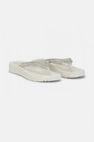 Platform slippers met zilveren mix strass steen CHEERFUL15 | Creme | Flip Flop | Ilse Jacobsen