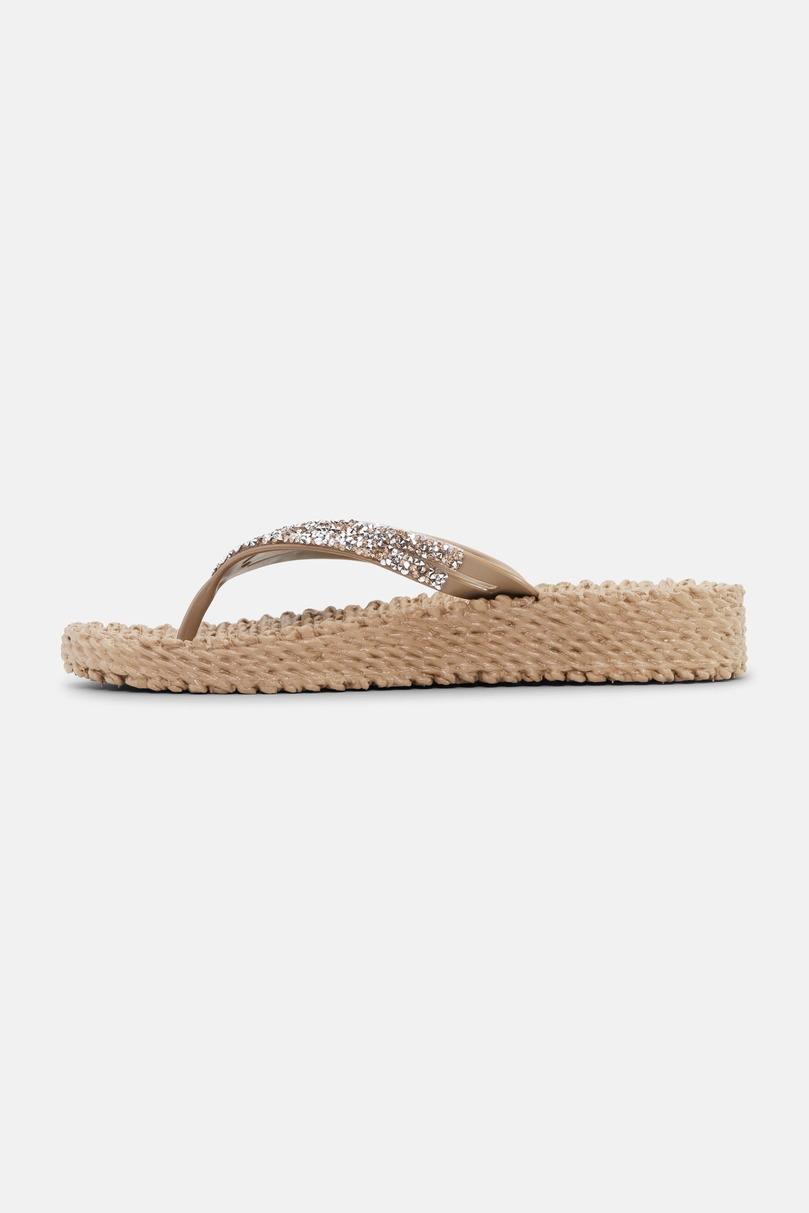 Platform slippers met zilveren mix strass steen CHEERFUL15 | Mocca | Flip Flop | Ilse Jacobsen