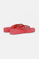 Platform slippers met zilveren mix strass steen CHEERFUL15 | Raspberry | Flip Flop | Ilse Jacobsen