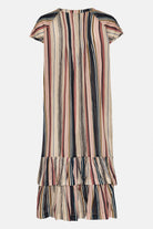 Korte Mouw Lange Jurk COTTIK02P | Beige Organic Stripe | Dress | Ilse Jacobsen