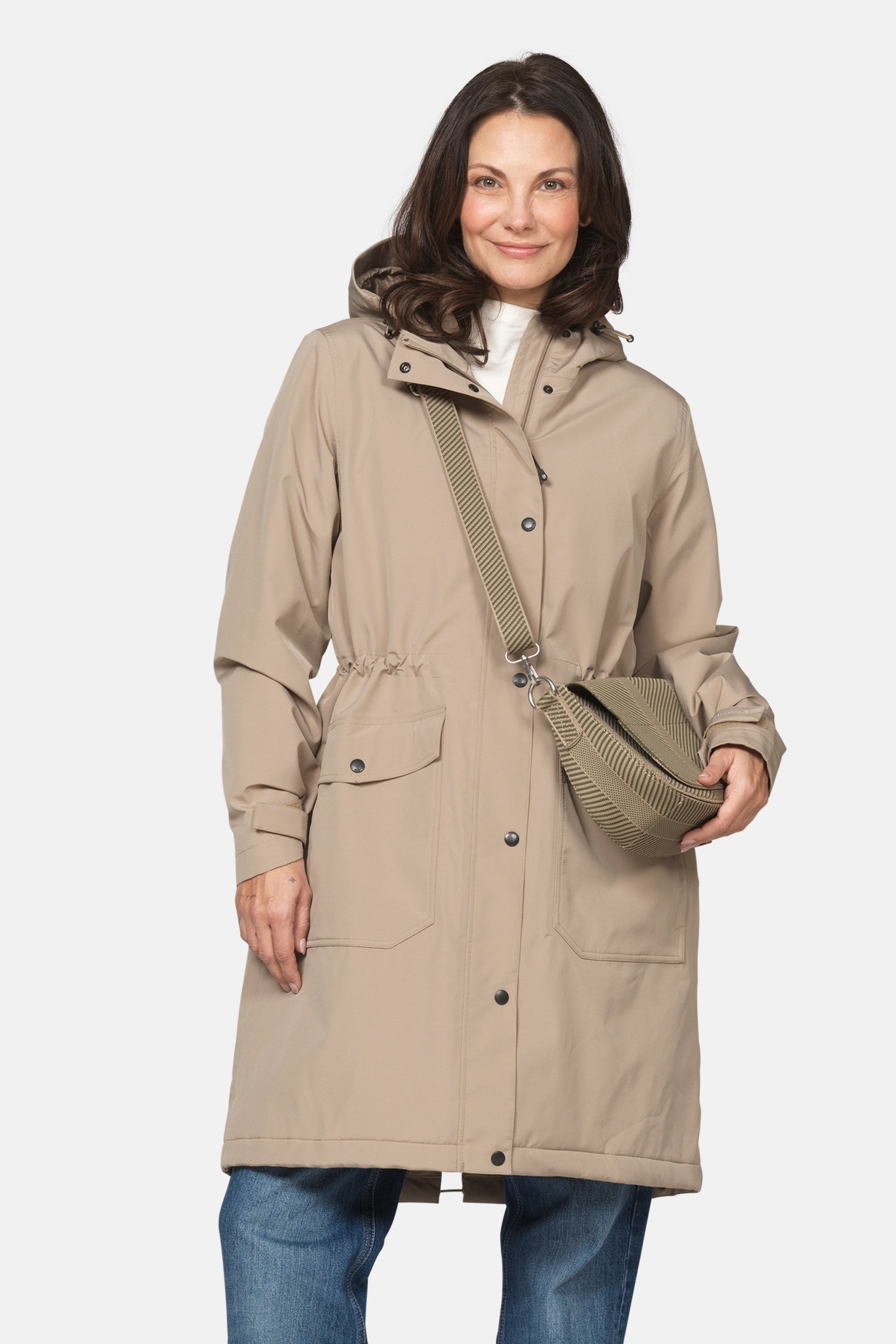 Gevoerde regenparka DASHRAIN01 | Greige | Jacket | Ilse Jacobsen