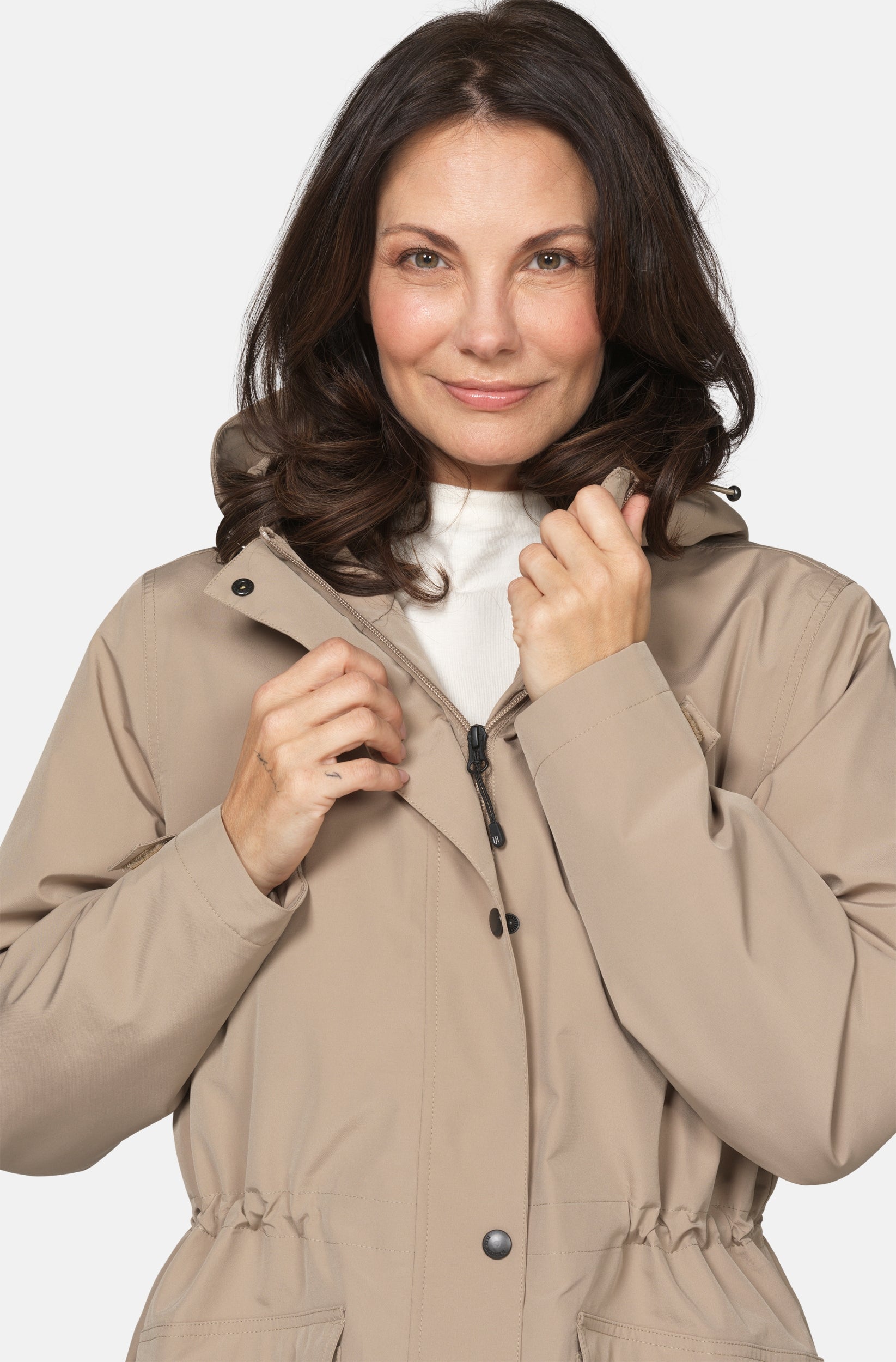 Gevoerde regenparka DASHRAIN01 | Greige | Jacket | Ilse Jacobsen