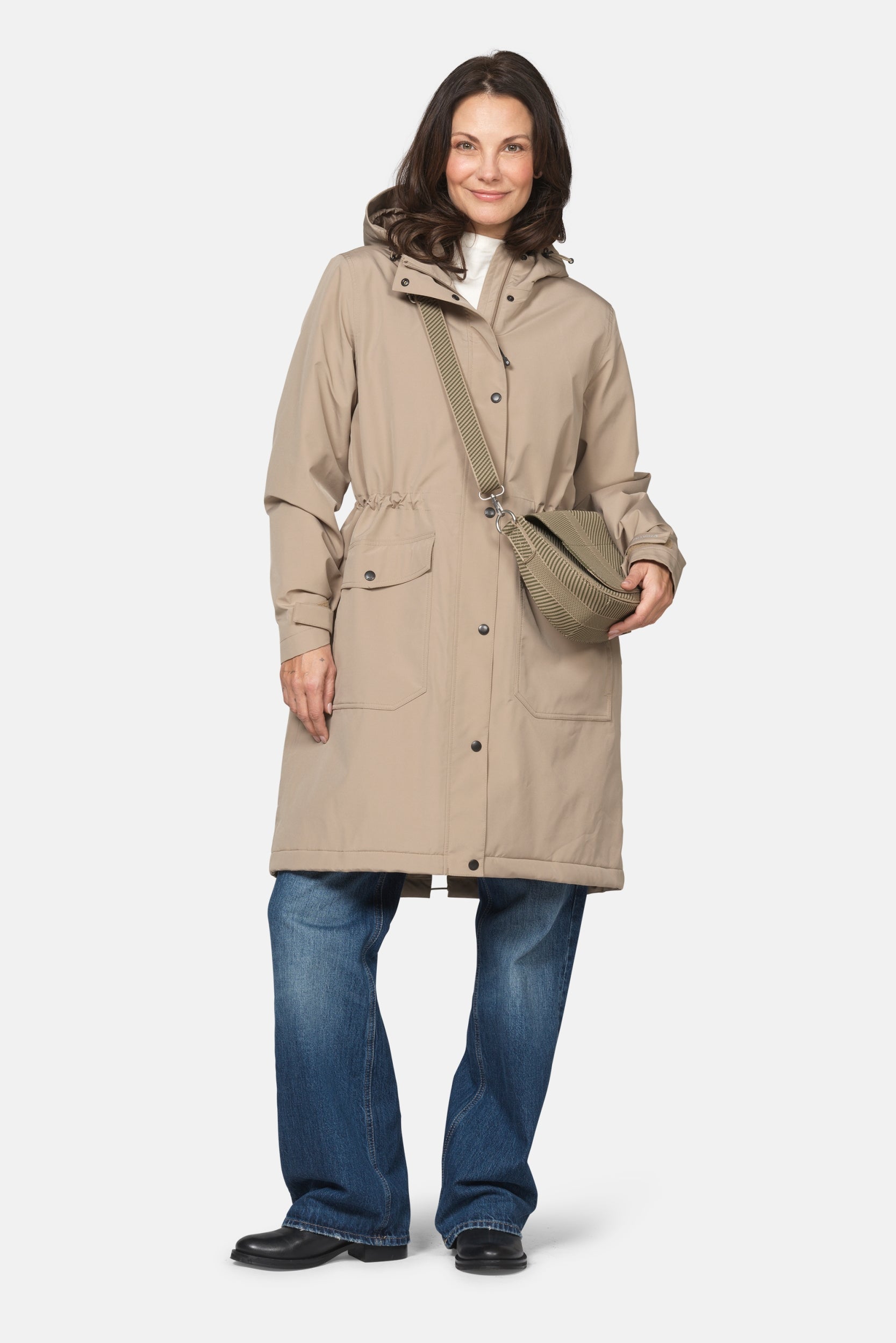 Gevoerde regenparka DASHRAIN01 | Greige | Jacket | Ilse Jacobsen