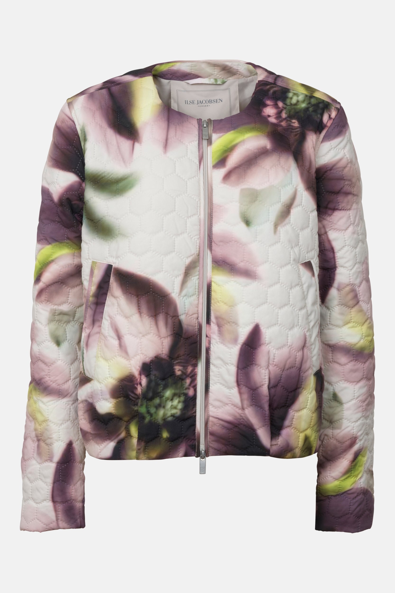Korte Gewatteerde Jas HONEYCOMBE01P | Light Photoristic Flower | Jacket | Ilse Jacobsen