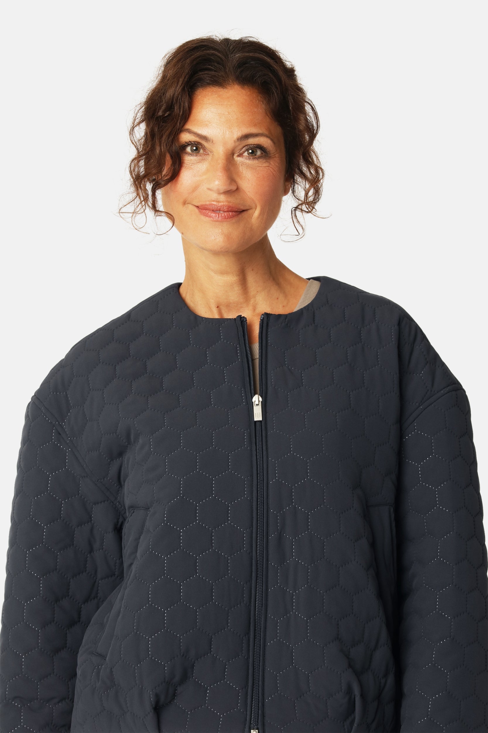 Korte Gewatteerde Jas HONEYCOMBE01 | Dark Indigo | Jacket | Ilse Jacobsen