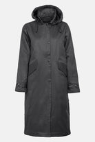 Gewatteerde jas van waxed cotton LAND01 | Dark Brown Check | Coat | Ilse Jacobsen