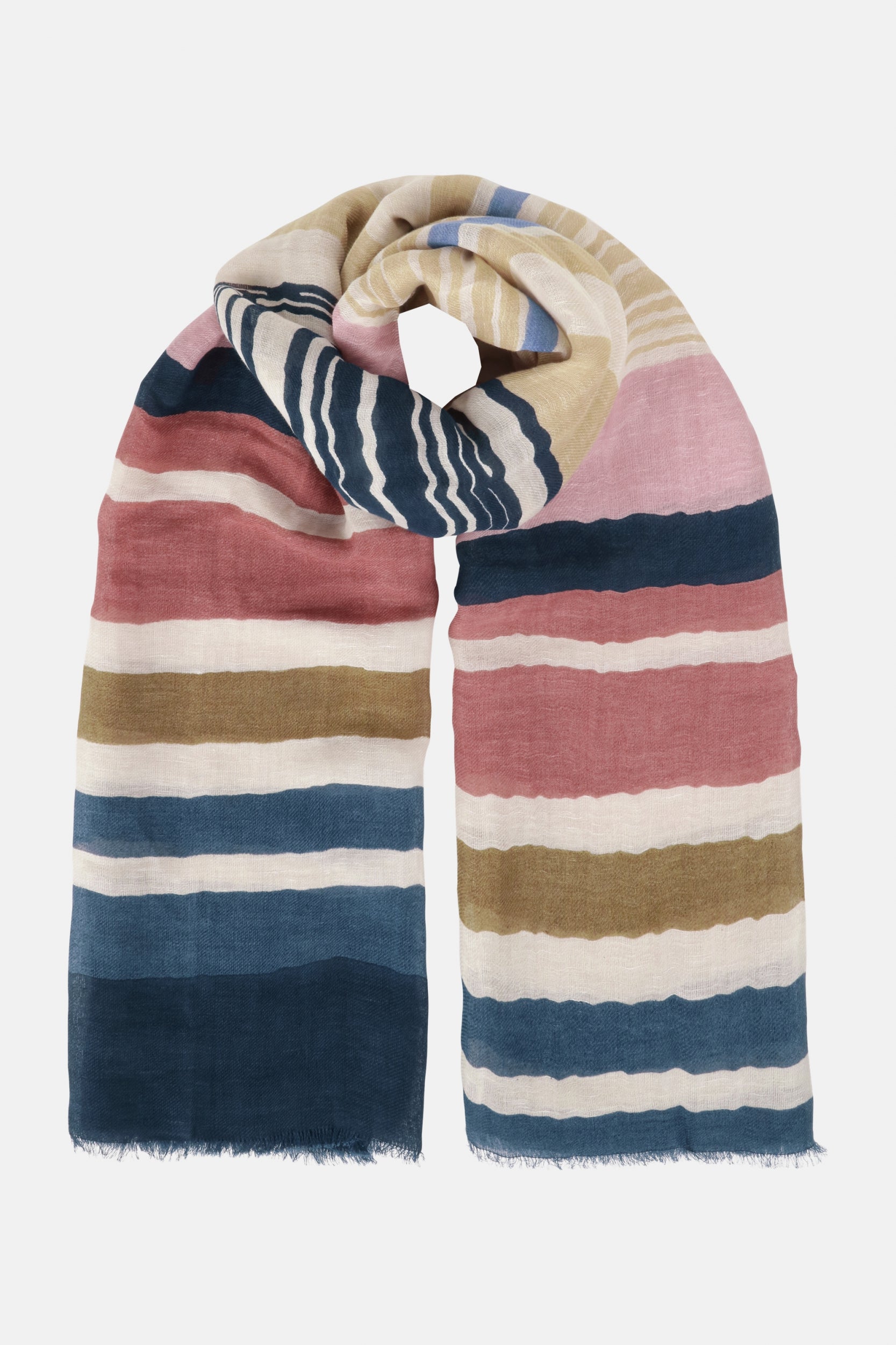 Gestreepte Sjaal LICCO01P - 115 Beige Organic Stripe | Beige Organic Stripe | Scarf | Ilse Jacobsen
