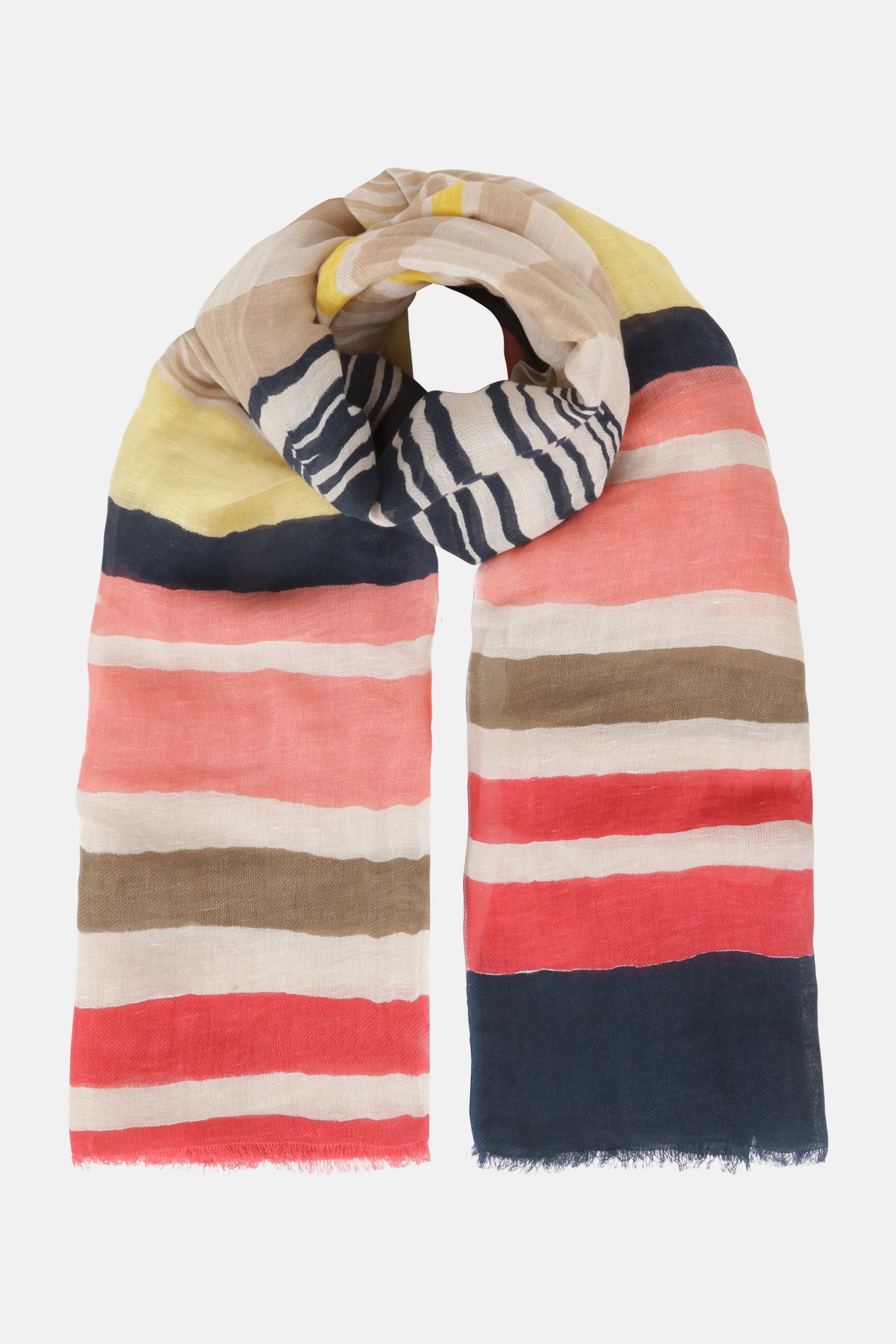 Gestreepte Sjaal LICCO01P - 943 Red Organic Stripe | Red Organic Stripe | Scarf | Ilse Jacobsen
