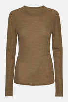 Ronde Hals Longsleeve MERI05 | Mocca | Blouse | Ilse Jacobsen