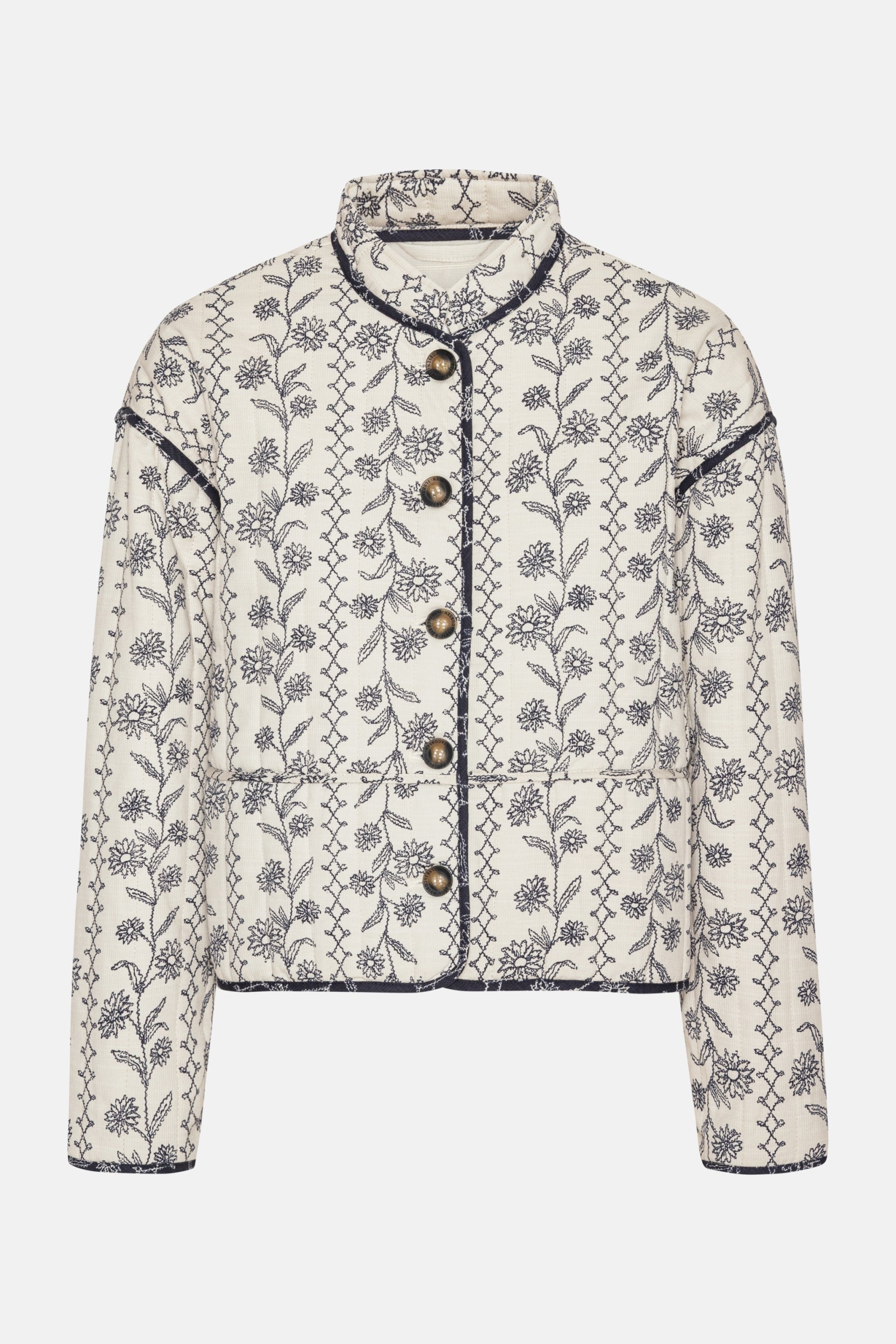 Korte Gewatteerde Jas OTTOMAQUILT01P | White Wildflower | Jacket | Ilse Jacobsen