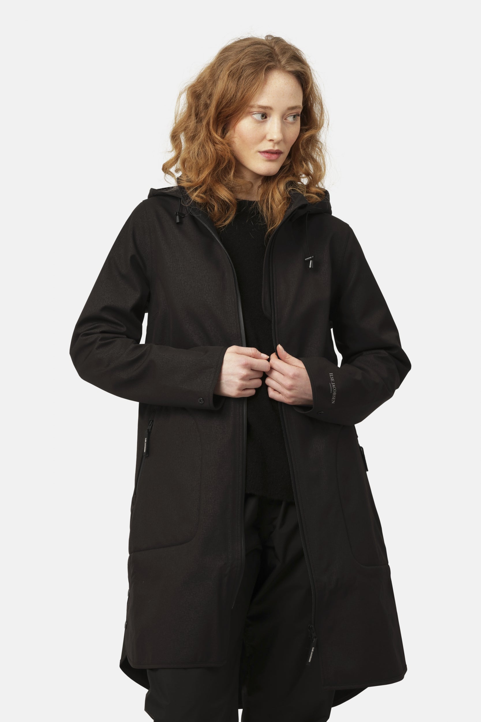 Softshell regenjas RAIN128 - 001 Black | Black | Raincoat | Ilse Jacobsen