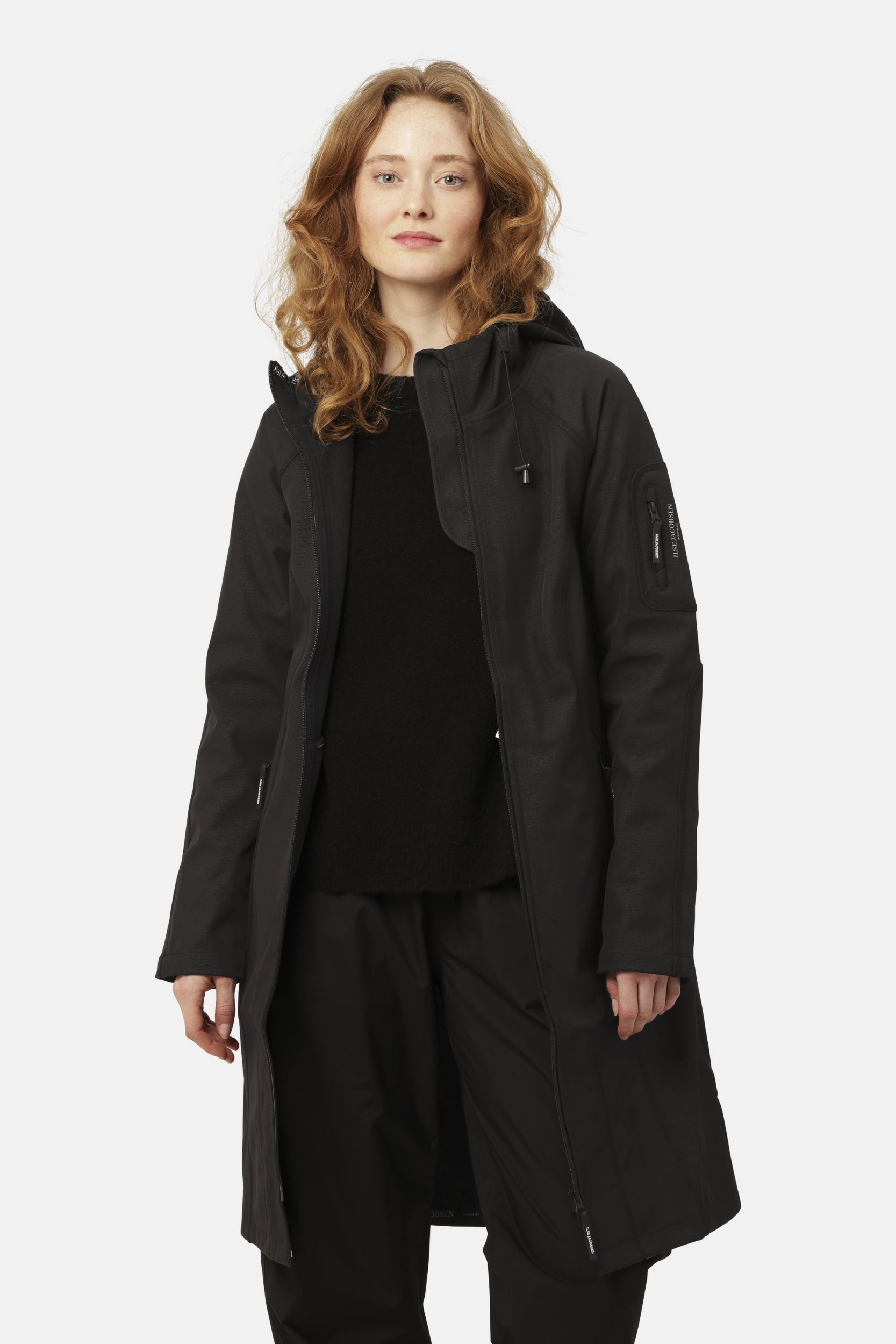 Softshell regenjas lang RAIN37L - 001 Black | Black | Raincoat | Ilse Jacobsen