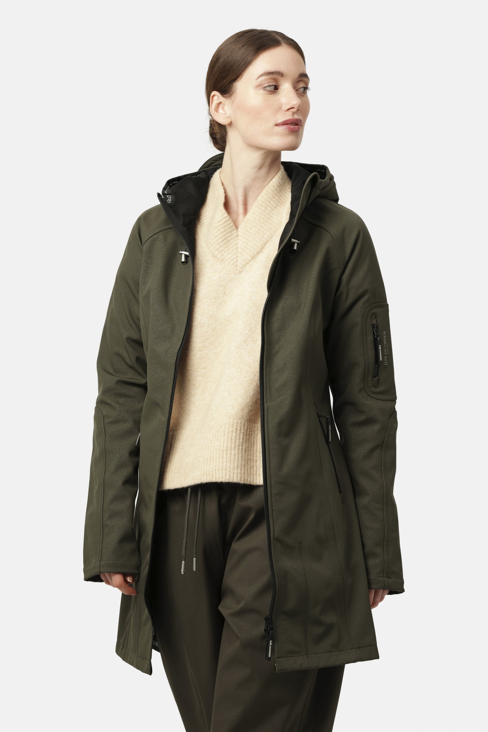 Softshell regenjas lang RAIN37L - 410 Army | Army | Raincoat | Ilse Jacobsen
