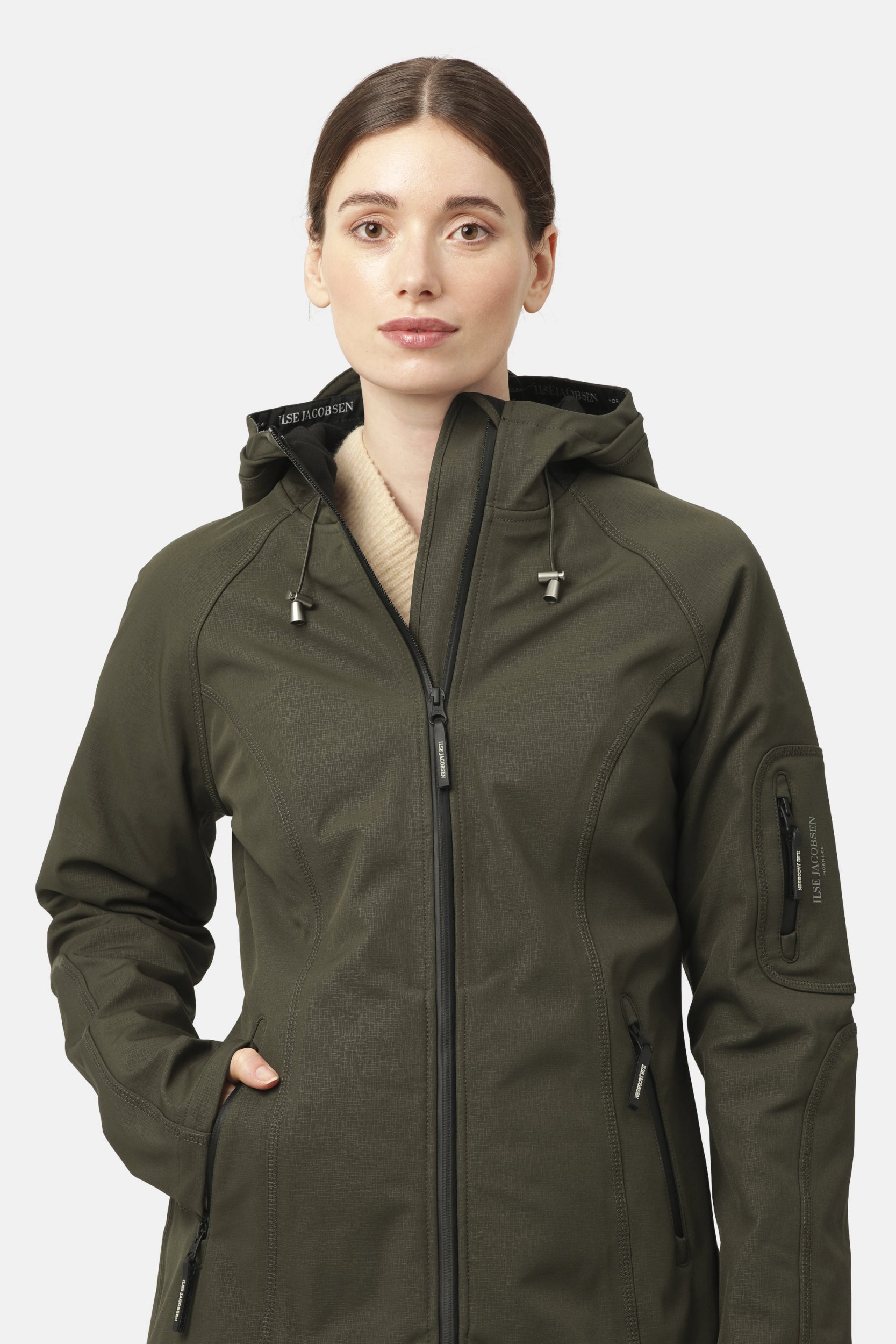 Softshell regenjas lang RAIN37L - 410 Army | Army | Raincoat | Ilse Jacobsen