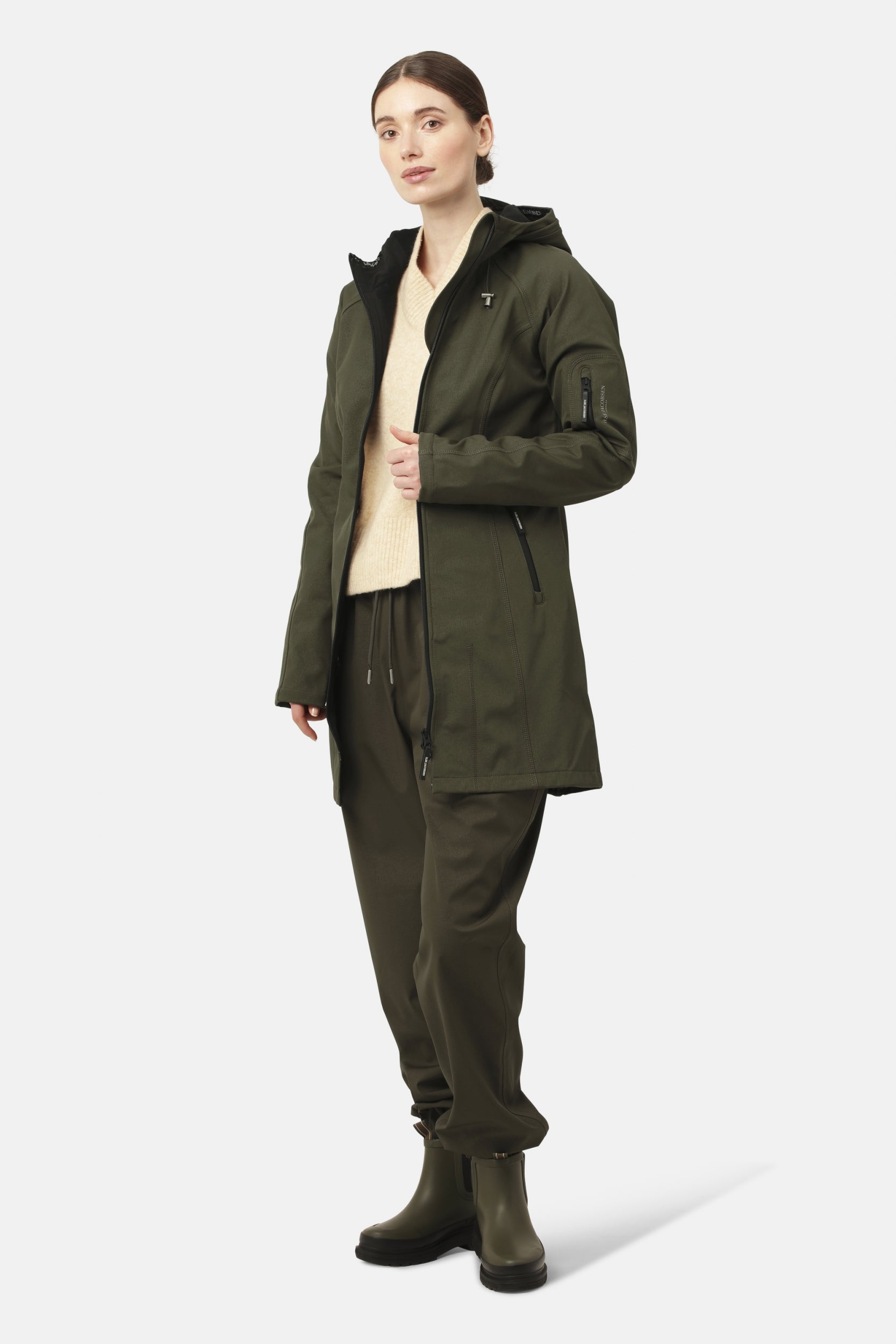 Softshell regenjas lang RAIN37L - 410 Army | Army | Raincoat | Ilse Jacobsen