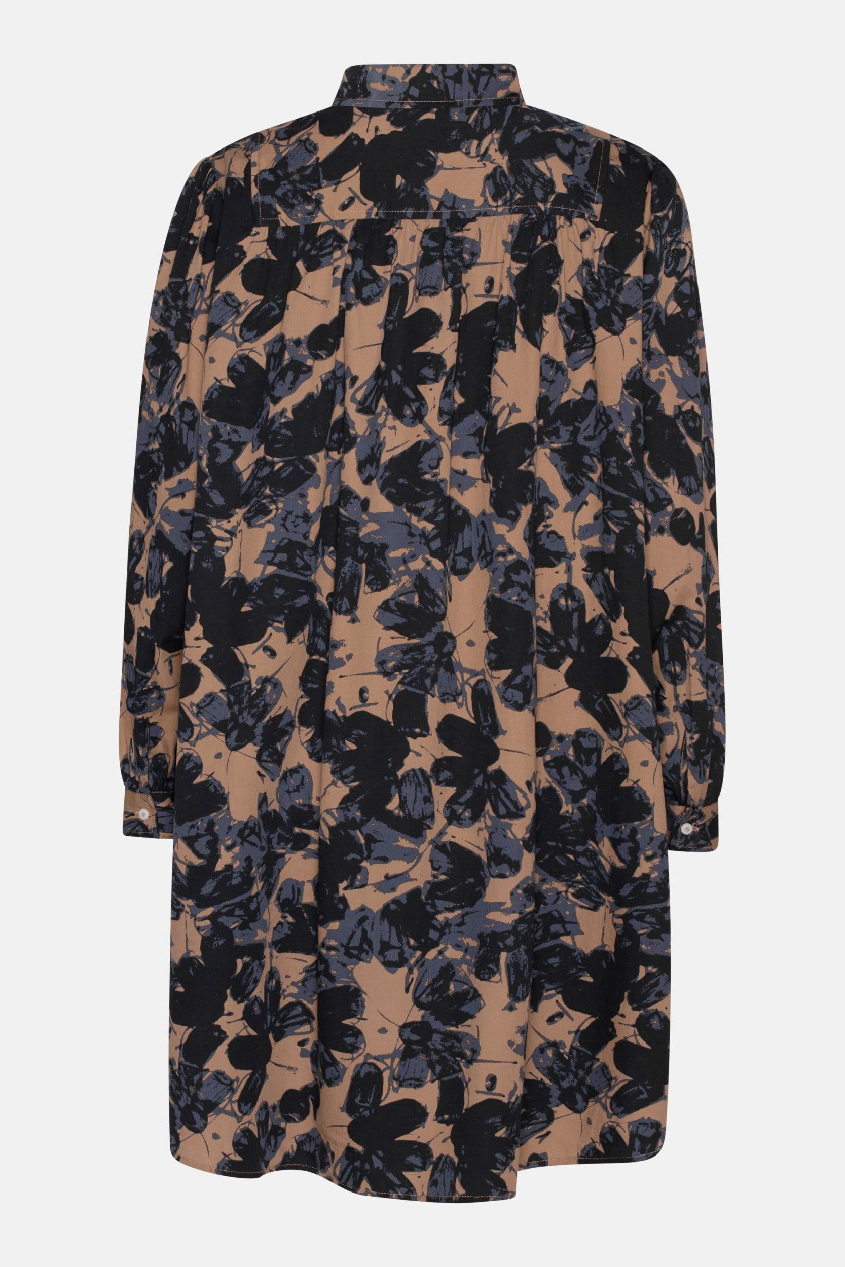 Lange A-lijn jurk TENCELLA07P | Beige Butterfly | Shirt | Ilse Jacobsen