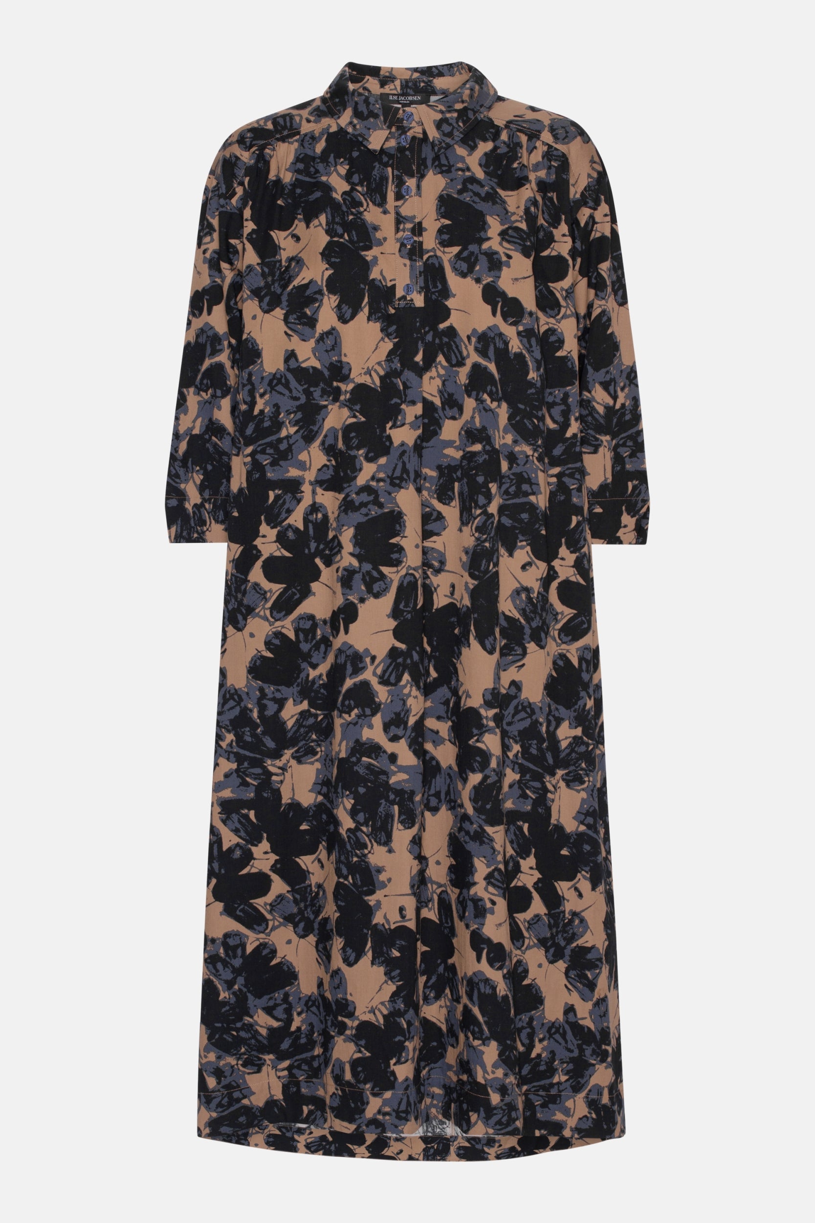 Lange A-lijn jurk TENCELLA08P | Beige Butterfly | Dress | Ilse Jacobsen