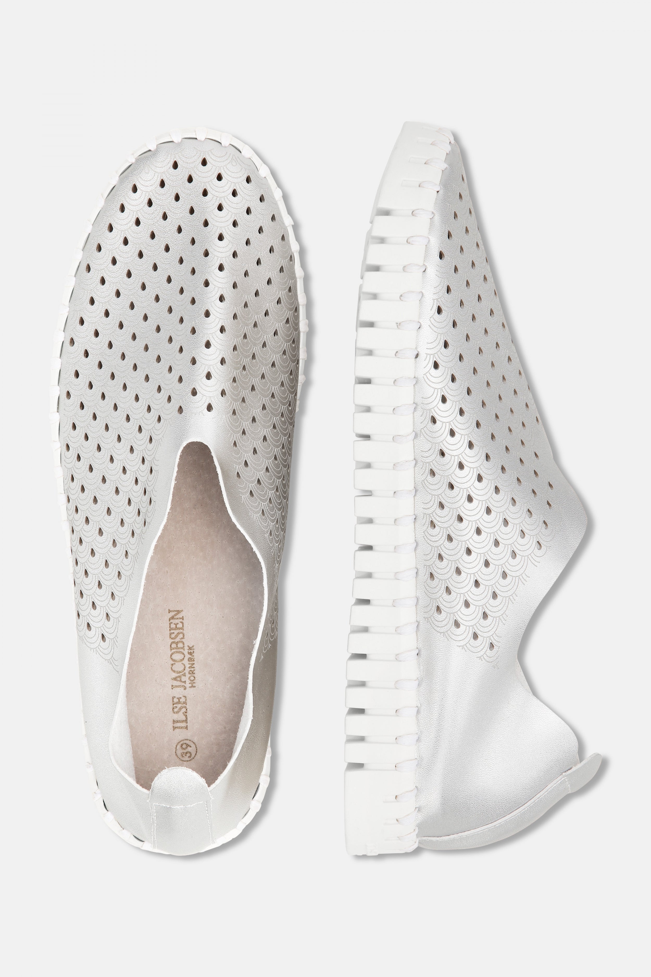 Instappers TULIP3576W witte zool | Silver | Shoes | Ilse Jacobsen