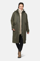 Gewatteerde jas van waxed cotton LAND01 | Army | Coat | Ilse Jacobsen