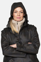 Gewatteerde jas van waxed cotton LAND01 | Dark Brown Check - Ilse Jacobsen