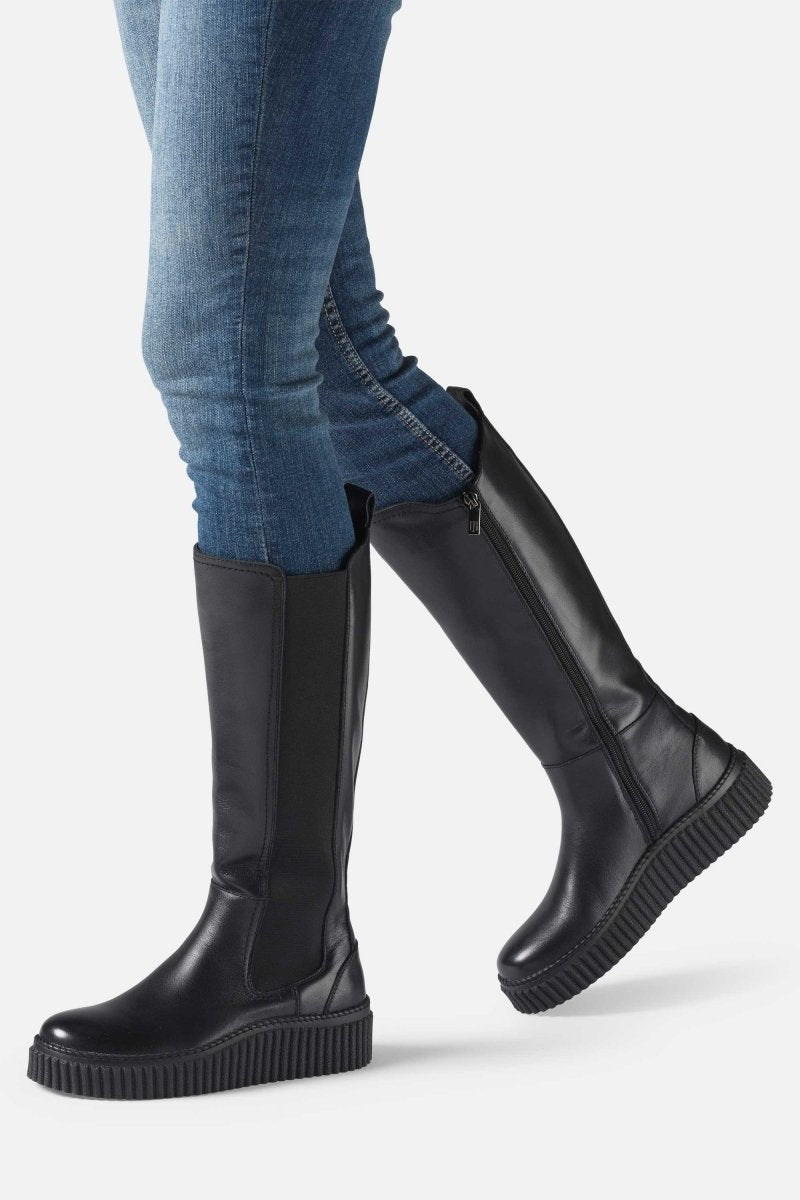 Hoge leren laarzen CALIRA07 | Black Black | Shoes | Ilse Jacobsen