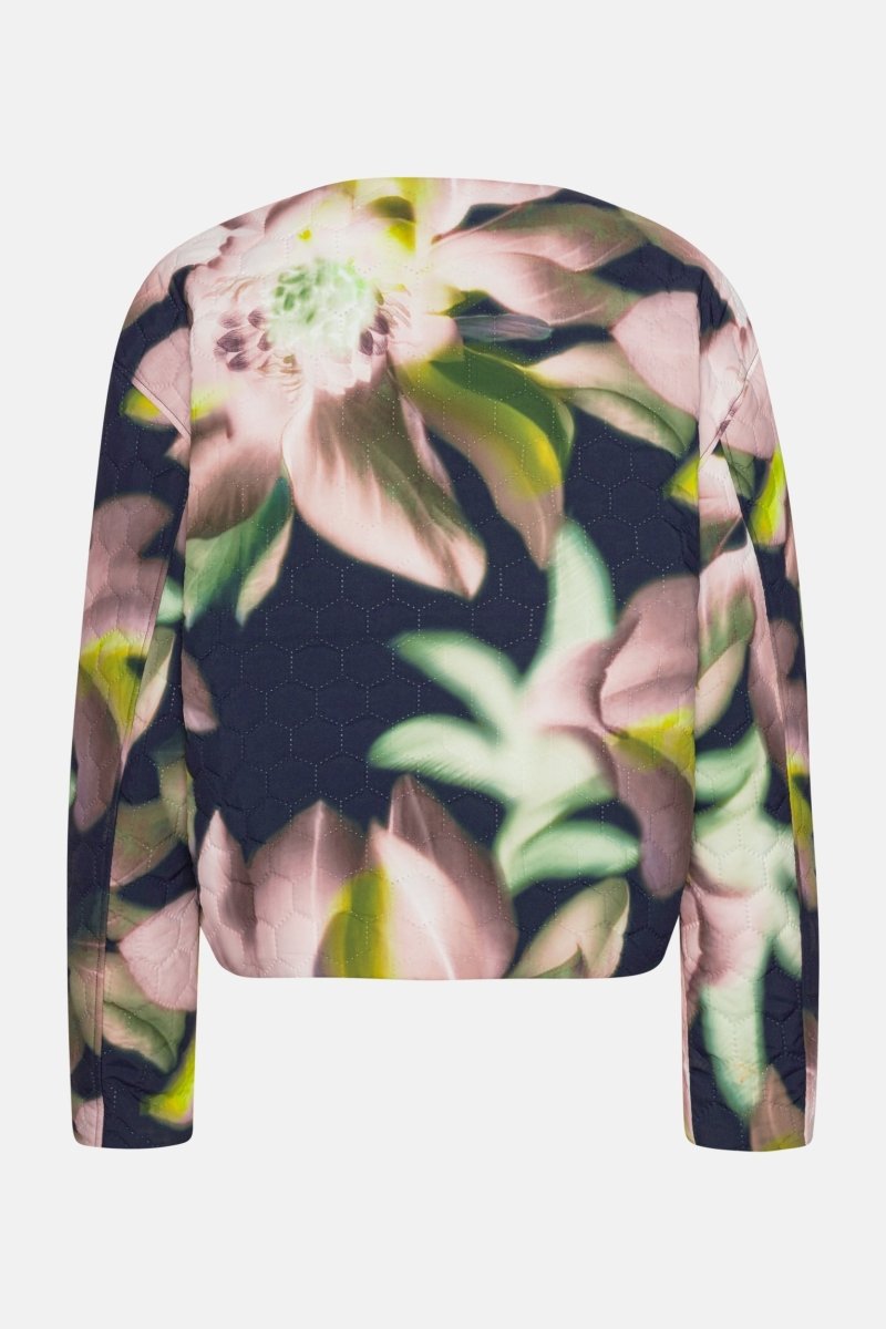 Korte Gewatteerde Jas HONEYCOMBE01P | Dark Photoristic Flower | Jacket | Ilse Jacobsen