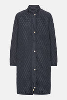 Lange Gewatteerde Jas ALLY06 | Dark Indigo | Coat | Ilse Jacobsen