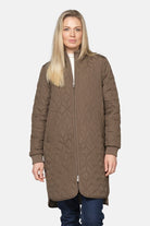 Lange gewatteerde jas ART06 | Mud | Coat | Ilse Jacobsen