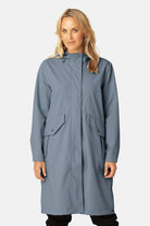 Lange Softshell Regenjas DAYBREAK03B | Grey Blue | Raincoat | Ilse Jacobsen