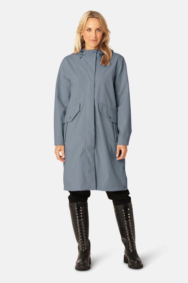 Lange Softshell Regenjas DAYBREAK03B | Grey Blue | Raincoat | Ilse Jacobsen